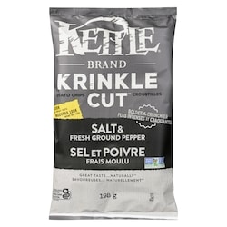Kettle Krinkle Cut Potato Chips Salt & Fresh Ground Pepper 198 g, $2.42/100g