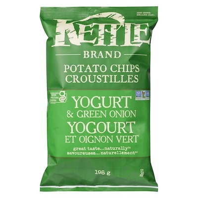 Kettle Potato Chips Yogurt & Green Onion 198 g, $2.02/100g