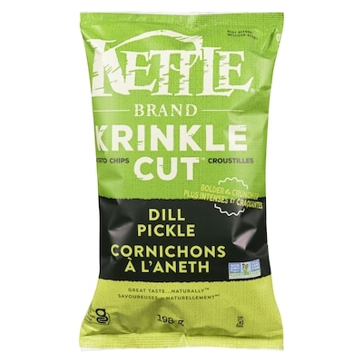 Kettle Krinkle Cut Potato Chips Dill Pickle 198 g, $2.27/100g