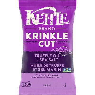 Kettle Potato Chips, Krinkle Cut, Truffle Oil & Sea Salt Kettle Chips 198 g, $1.77/100g