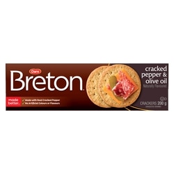 Dare Breton Cracked Pepper and Olive Oil Crackers 200 g, $1.50/100g
