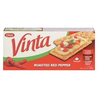 Dare Vinta Roasted Red Pepper Crackers 225 g, $1.11/100g