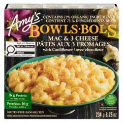 Amys Mac & 3 Cheese With Cauliflower Bowls Gluten Free 234 g, $3.41/100g