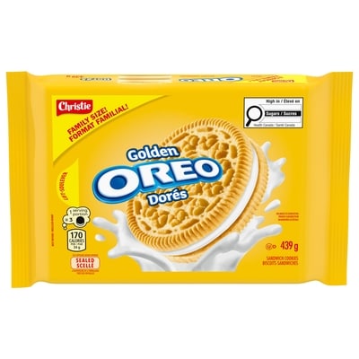 Christie OREO Golden Sandwich Cookies, 1 Family Size Resealable Pack 439 g, $1.25/100g