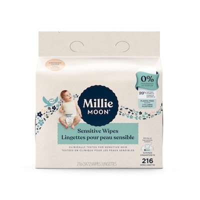 Millie Moon Lingettes pour peau sensible - 3x72 emballages, 216 lingettes 216 ea, 0,05 $/1ch