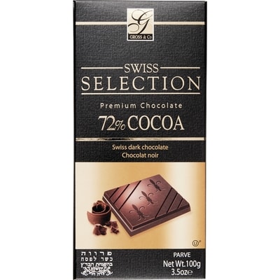 Gross & Co. Chocolat suisse sélectionné à 72 % de cacao 100 g, 10,99 $/100g