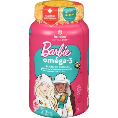 Honibe Gummie bees barbie gélifiés omega-3 4+ ans et plus 60 gélules 1 ea, 0,40 $/1ch