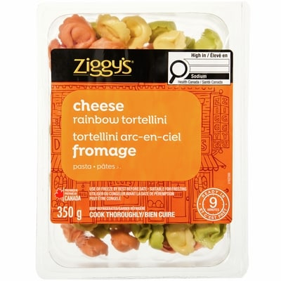 Ziggy’s Tortellini arc-en-ciel au fromage 350 g, 1,23 $/100g
