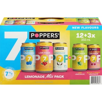 Poppers Alcoholic Malt Beverage Lemonade Mix Pack (ID required at pick-up) 15x355.0 ml, $0.45/100ml