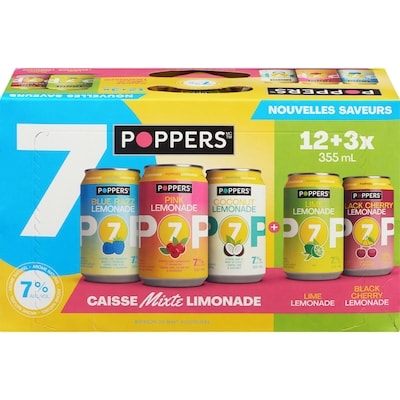Poppers Boisson de malt alcoolisée caisse mixte limonade (Pièce d’identité requise au moment du ramassage) 15x355.0 ml, 0,45 $/100ml