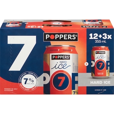 Poppers Hard ice boisson de malt alcoolisée citron et lime (Pièce d’identité requise au moment du ramassage) 15x355.0 ml, 0,45 $/100ml