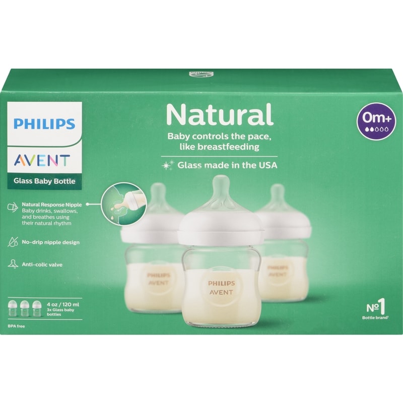 Glass Baby Bottle Natural, 120 ML 0m+