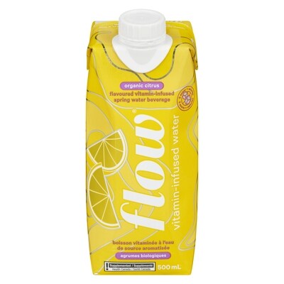 Flow Water Flavoured Vitamin-Infused Spring Water Beverage Organic Citrus 500 ml, $0.56/100ml