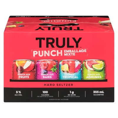 Truly Boisson de malt alcoolisée hard seltzer punch emballage mixte (Pièce d’identité requise au moment du ramassage) 12x355.0 ml, 0,54 $/100ml