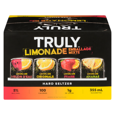 Truly Boisson de malt alcoolisée hard seltzer limonade emballage mixte (Pièce d’identité requise au moment du ramassage) 12x355.0 ml, 0,54 $/100ml