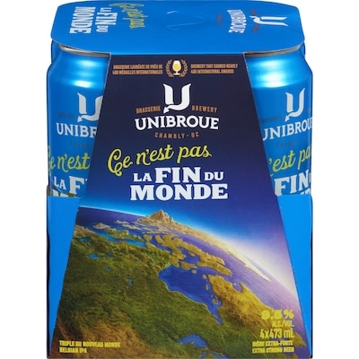 Unibroue Bière extra-forte ce n'est pas la fin du monde triple du nouveu monde (Pièce d’identité requise au moment du ramassage) 4x473.0 ml, 0,89 $/100ml