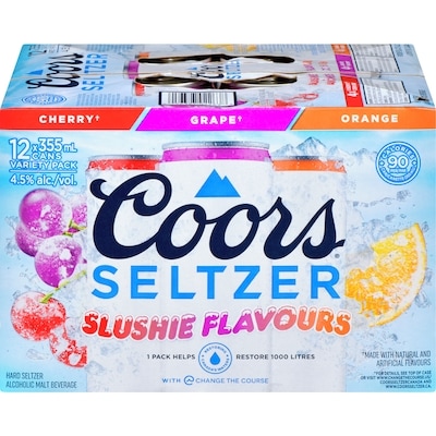 Coors Hard Seltzer, Slushie Flavours Variety Pack (ID required at pick-up) 12x355.0 ml, $0.52/100ml