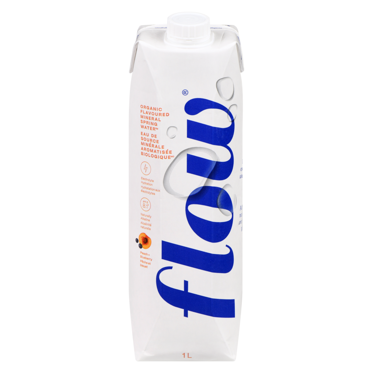 Flow Water Alkaline Spring Water Organic Peach + Blueberry Flavoured Water