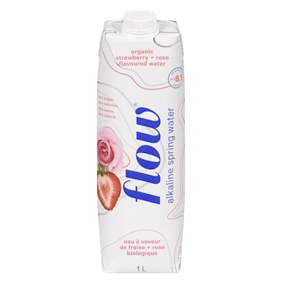 Flow Water Alkaline Spring Water Organic Strawberry + Rose Flavoured Water 1 l, $0.33/100ml