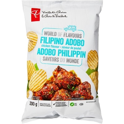 President's Choice World of Flavours Filipino Adobo Chicken Flavour Rippled Potato Chips 200 g, $1.25/100g