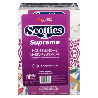 Scotties Supreme mouchoirs blancs 3 épaisseurs 6 ea, 2,08 $/1ch