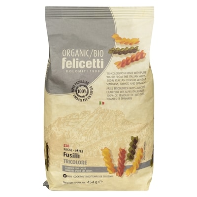 Felicetti Organic Durum Wheat Semolina Pasta With Tomatoes And Spinach Fusilli 454 g, $0.77/100g