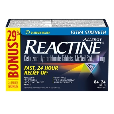 Reactine Extra Strength Bonus 108 ea, $0.54/1ea