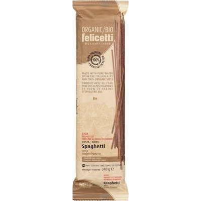Felicetti Organic Spelt Wholewheat Flour Pasta Spaghetti 340 g, $1.03/100g