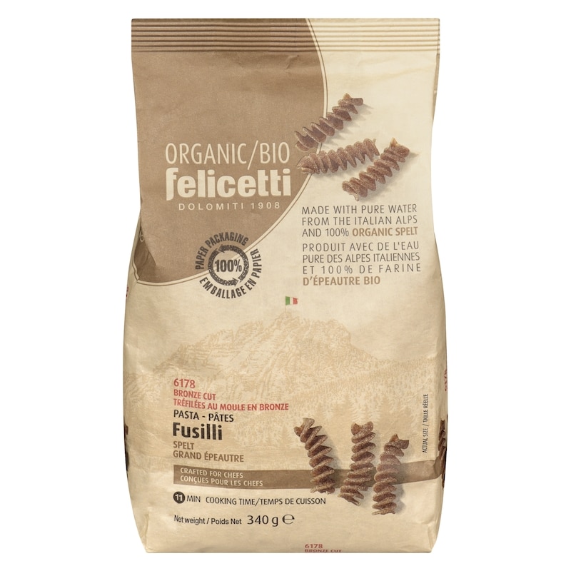 Organic Spelt Wholewheat Flour Pasta Fusilli