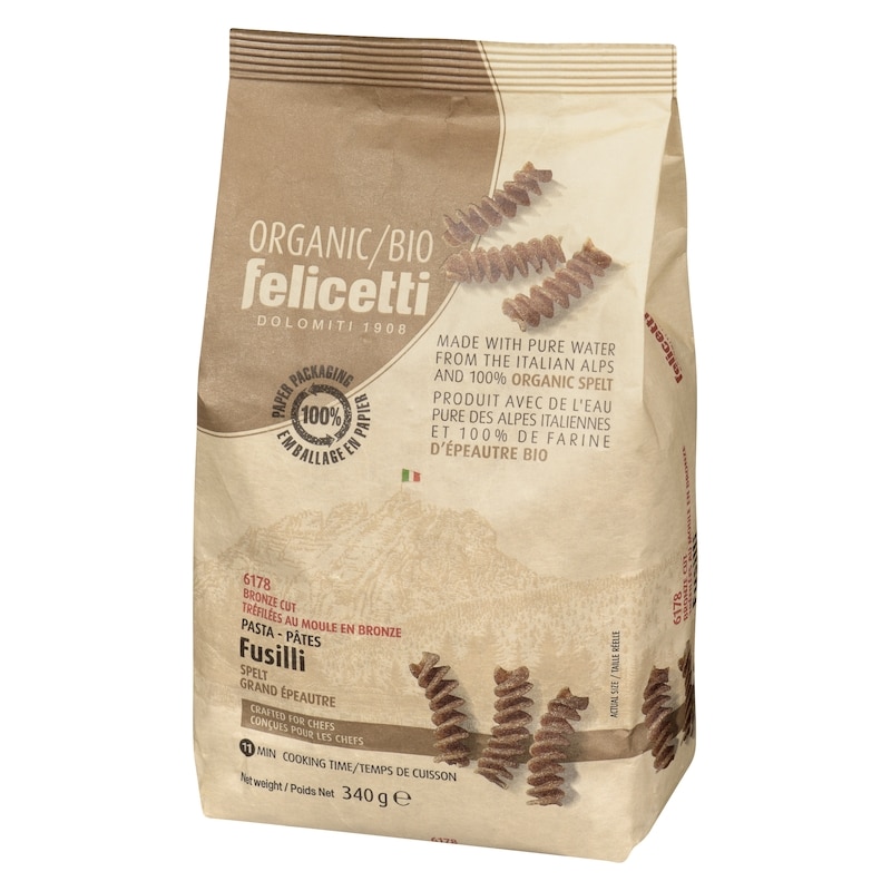 Organic Spelt Wholewheat Flour Pasta Fusilli