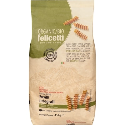 Felicetti Pâtes biologiques à la semoule de blé dur complet fusilli 454 g, 0,77 $/100g