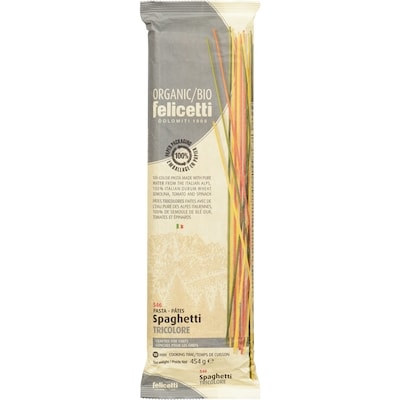 Felicetti Organic Durum Wheat Semolina Pasta With Tomatoes And Spinach Spaghetti 454 g, $0.72/100g