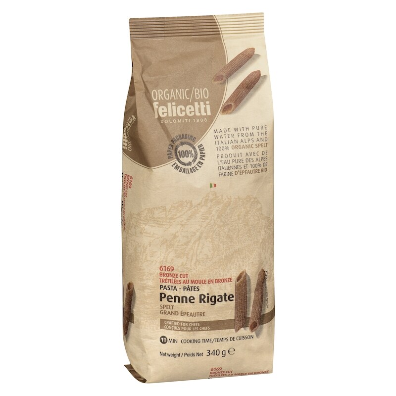 Organic Spelt Wholewheat Flour Pasta Penne Rigate