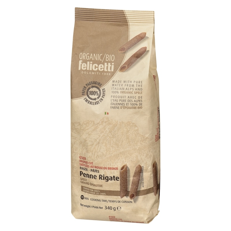 Organic Spelt Wholewheat Flour Pasta Penne Rigate