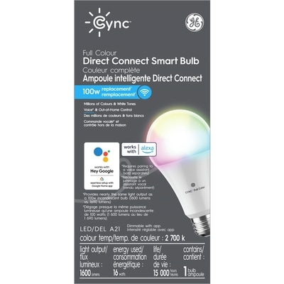 GE CYNC Full Color RGBW A21 100W 1PK 1 ea, $30.00/1ea