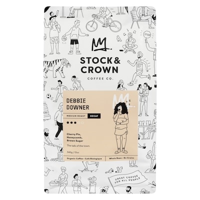 Stock and Crown Coffee Co Organic Coffee Debbie Downer Medium Roast Decaf Whole Bean 340 g, $6.17/100g