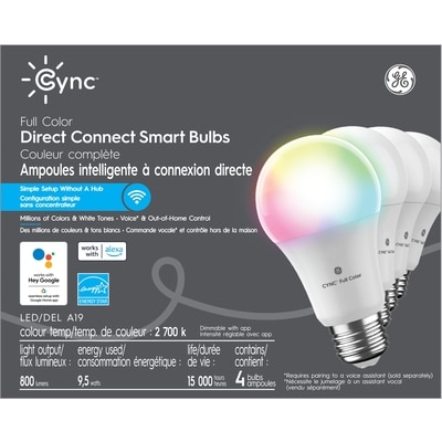 GE CYNC Full Color RGBW A19 4PK 1 ea, $61.00/1ea