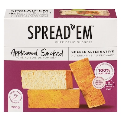 Spread 'Em Kitchen Co. Cheese Alternative Applewood Smoked 200 g, $6.00/100g