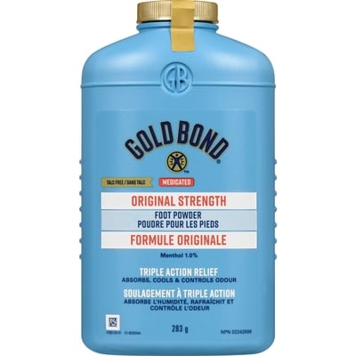 Gold Bond Original Strength Medicated Foot Powder, Moisture Absorbing, Cooling Powder for Odour Control and Temporary Relief of Pain and Itching Due to Minor Skin Irritations on the Feet 283 g, $3.71/100g