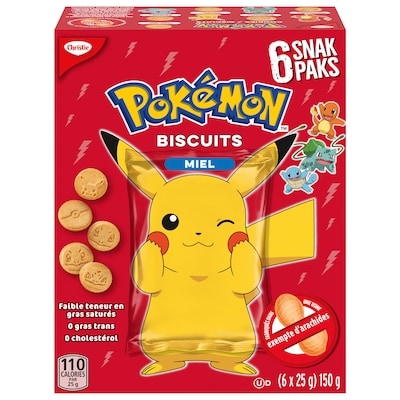 Christie POKEMON MIEL SNAK PAK, sans arachides, parfait pour la boîte à lunch scolaire 150 g, 2,33 $/100g