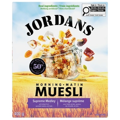Jordan’s Muesli Mélange suprême 400 g, 1,38 $/100g