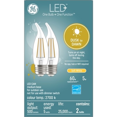 GE LED+ 60W Dusk2Dawn Cam Soft White 2PK 1 ea, $25.00/1ea