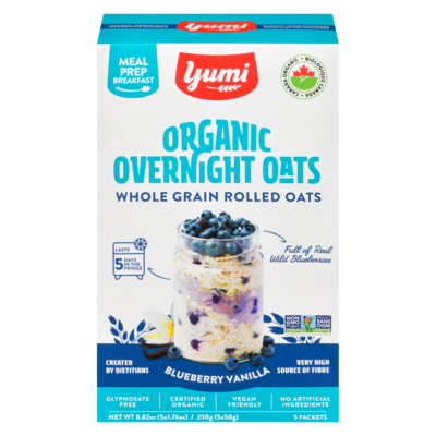 Yumi Organics Overnight Oats, Blueberry Vanilla 250 g, $3.00/100g