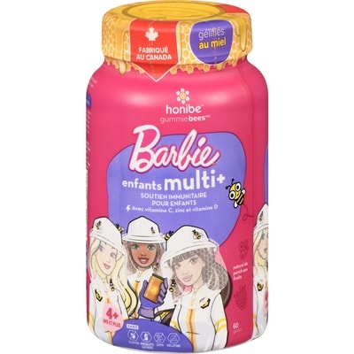 Honibe Gummie bees barbie enfants multi+ punch aux fruits 4+ ans et plus 60 gélules 1 ea, 0,29 $/1ch