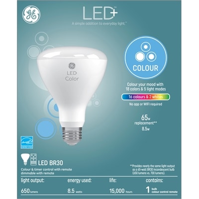GE LED+ R30 RGB Color with Remote 1PK 1 ea, $23.00/1ea
