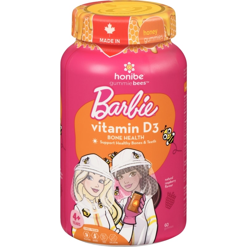 Gummie Bees Barbie, Raspberry Flavour 4+ Years, 60 Gummies