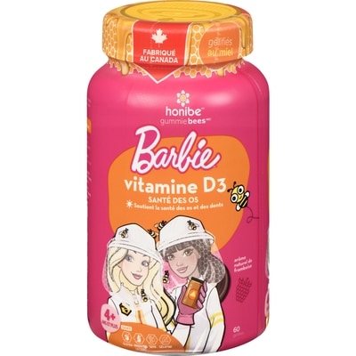 Honibe Gummie bees Barbie arôme de framboise 4+ ans et plus 60 gommes 1 ea, 0,29 $/1ch