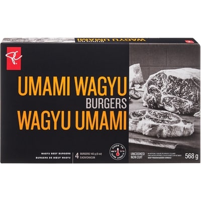 PC Black Label Umami Wagyu Burgers 568 g, $2.64/100g