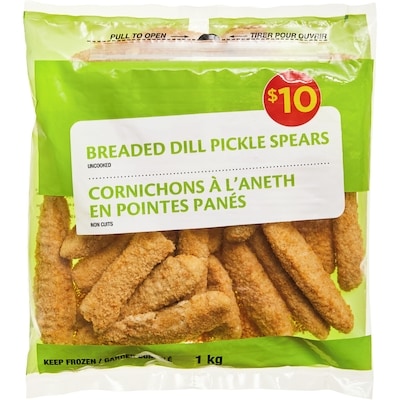 null Breaded Dill Pickle Spears, Uncooked 1 kg, $1.00/100g