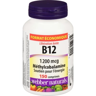 Webber Naturals Libération lente b12 1 200 mcg format économique 150 ea, 0,11 $/1ch